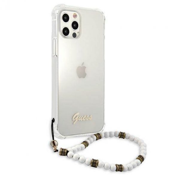 Guess GUHCP12MKPSWH Husă rigidă transparentă pentru iPhone 12/12 Pro 6,1" Husă White Pearl