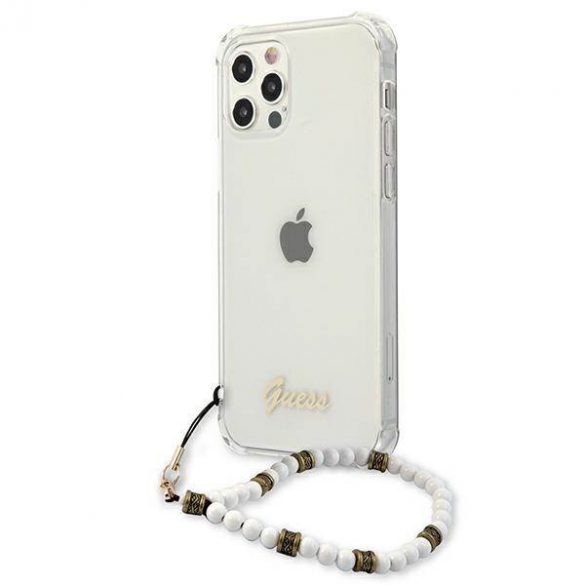 Guess GUHCP12LKPSWH Carcasă rigidă transparentă pentru iPhone 12 Pro Max de 6,7 inchi Husă White Pearl