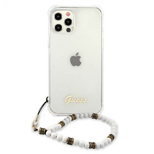 Guess GUHCP12LKPSWH Carcasă rigidă transparentă pentru iPhone 12 Pro Max de 6,7 inchi Husă White Pearl