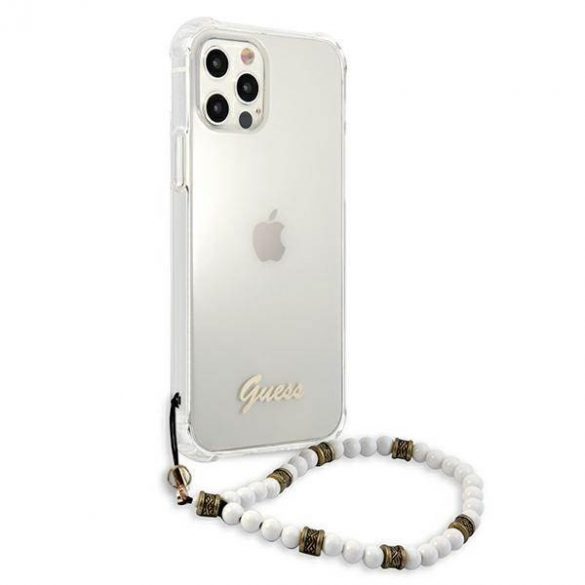 Guess GUHCP12LKPSWH Carcasă rigidă transparentă pentru iPhone 12 Pro Max de 6,7 inchi Husă White Pearl