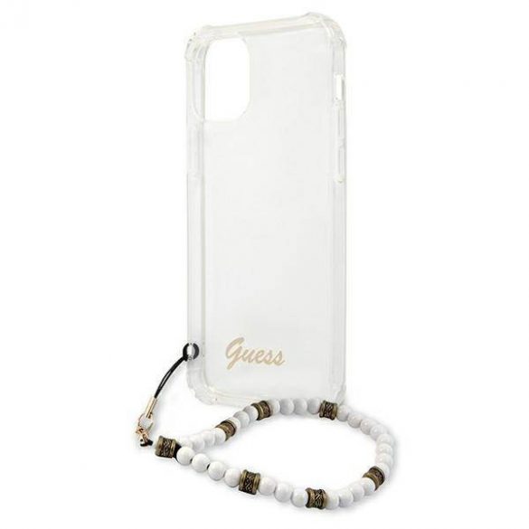 Guess GUHCP12LKPSWH Carcasă rigidă transparentă pentru iPhone 12 Pro Max de 6,7 inchi Husă White Pearl