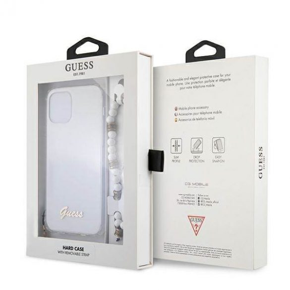 Guess GUHCP12LKPSWH Carcasă rigidă transparentă pentru iPhone 12 Pro Max de 6,7 inchi Husă White Pearl