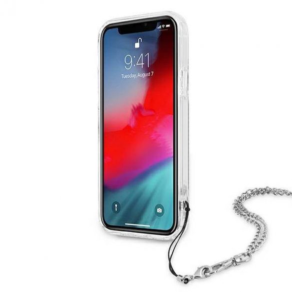 Guess GUHCP12LKSPESI Husă rigidă pentru iPhone 12 Pro Max 6,7" srebrny/argintiu Husă colecție cu lanț de bujor