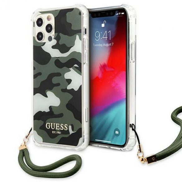 Husă rigidă Guess GUHCP12LKSARKA pentru iPhone 12 Pro Max 6,7" zielony/kaki Husă Camo Collection