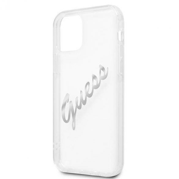 Guess GUHCP12MKTRSVSI iPhone 12/12 Pro 6,1" Husă rigidă transparentă Husă Vintage Script Silver