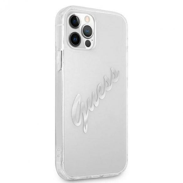 Guess GUHCP12LKTRSVSI iPhone 12 Pro Max 6,7" Husă rigidă transparentă Husă Vintage Script Silver