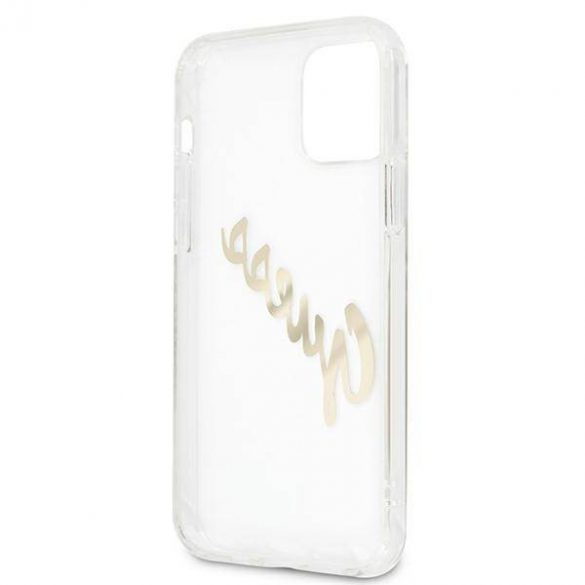 Guess GUHCP12MKTRSVGO Husă transparentă pentru iPhone 12/12 Pro 6,1" Husă Vintage Script Gold