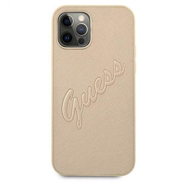 Guess GUHCP12MRSAVSLG iPhone 12/12 Pro 6,1" złoty/housse rigidă Saffiano Vintage Script