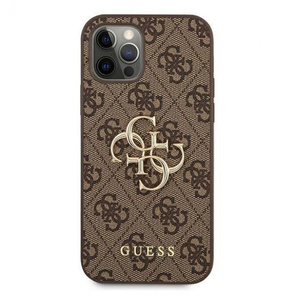 Guess GUHCP12M4GMGBR iPhone 12/12 Pro 6,1" maro/maro,Husă tare 4G Big Metal Logo