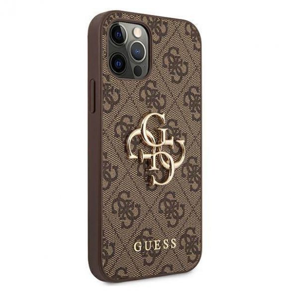 Guess GUHCP12M4GMGBR iPhone 12/12 Pro 6,1" maro/maro,Husă tare 4G Big Metal Logo