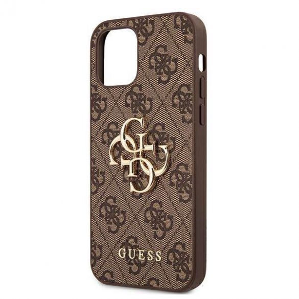 Guess GUHCP12M4GMGBR iPhone 12/12 Pro 6,1" maro/maro,Husă tare 4G Big Metal Logo