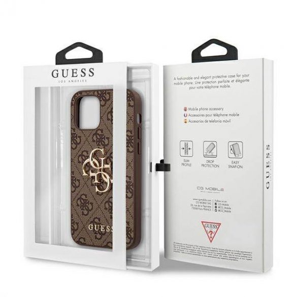 Guess GUHCP12M4GMGBR iPhone 12/12 Pro 6,1" maro/maro,Husă tare 4G Big Metal Logo