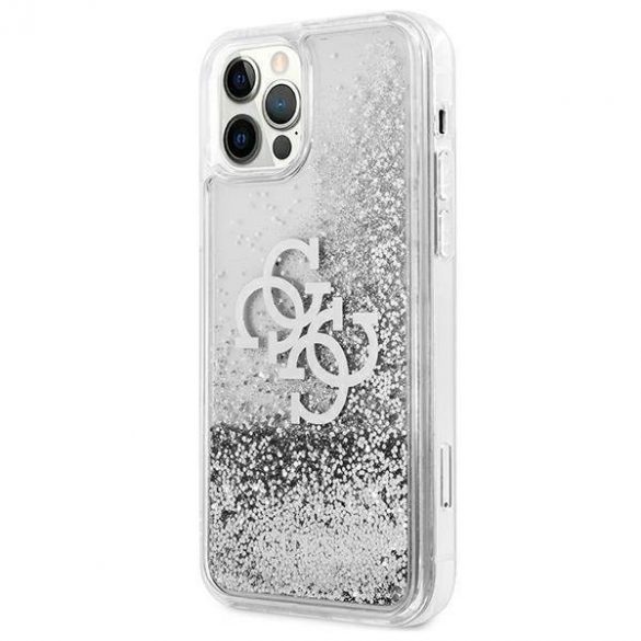 Guess GUHCP12LLG4GSI Carcasă rigidă 4G Big Liquid Glitter pentru iPhone 12 Pro Max 6,7" srebrny/argintiu