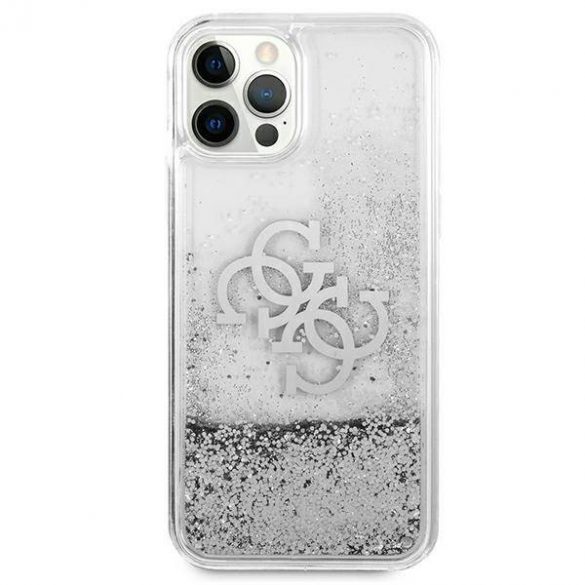 Guess GUHCP12LLG4GSI Carcasă rigidă 4G Big Liquid Glitter pentru iPhone 12 Pro Max 6,7" srebrny/argintiu