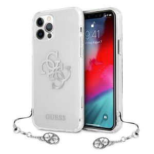 Guess GUHCP12LKS4GSI Carcasă rigidă transparentă pentru iPhone 12 Pro Max 6,7" 4G Silver Charms Collection