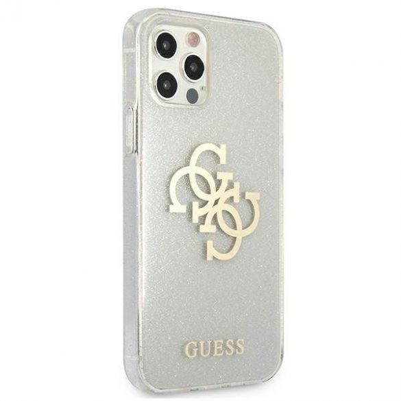 Guess GUHCP12LPCUGL4GTR Husă rigidă transparentă pentru iPhone 12 Pro Max 6,7" Husă cu sclipici 4G Big Logo