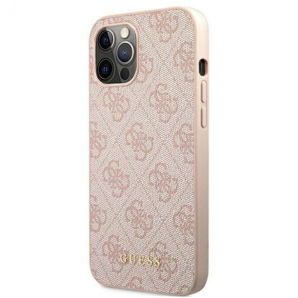 Guess GUHCP12MG4GFPI iPhone 12 / 12 Pro 6,1" roz/roz Husă tare 4G Metal Gold Logo