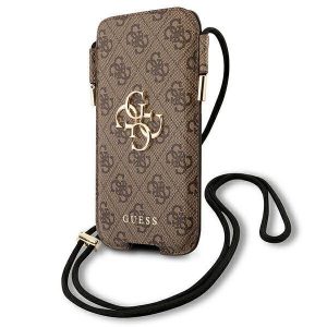 Guess Torebka pentru telefon GUHCP12M4GPSBR 6,1" brązowy/brown 4G Metal Logo