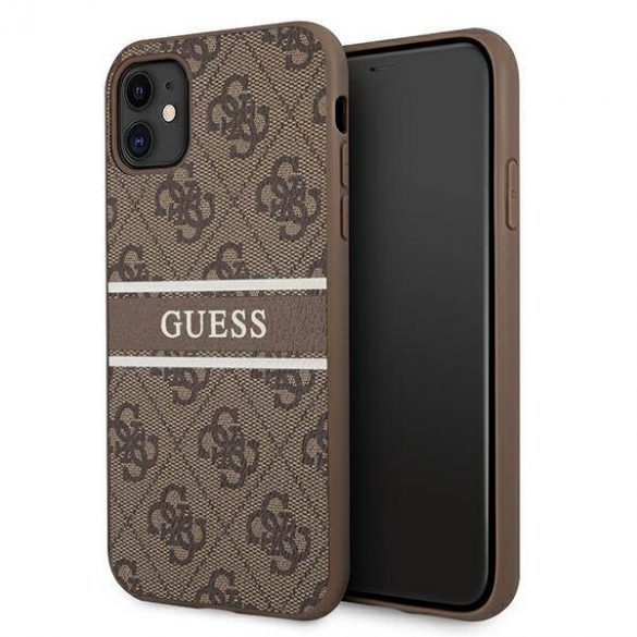 Guess GUHCN614GDBR Husă rigidă 4G Stripe pentru iPhone 11 6,1" / Xr brązowy/maro