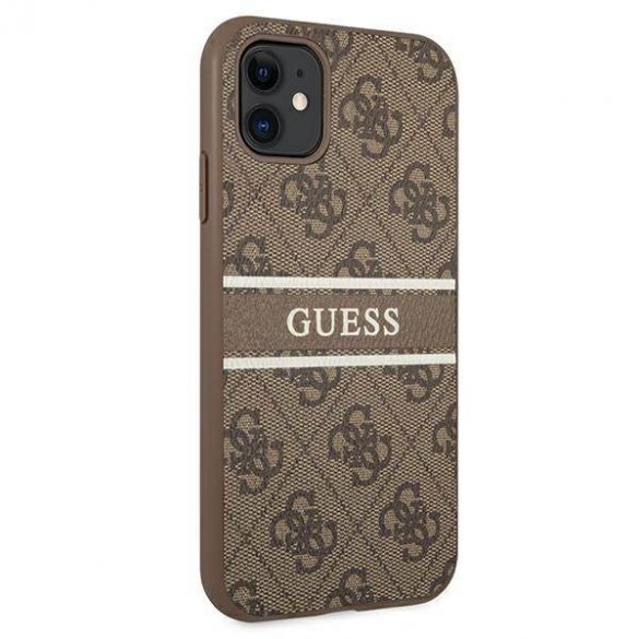 Guess GUHCN614GDBR Husă rigidă 4G Stripe pentru iPhone 11 6,1" / Xr brązowy/maro