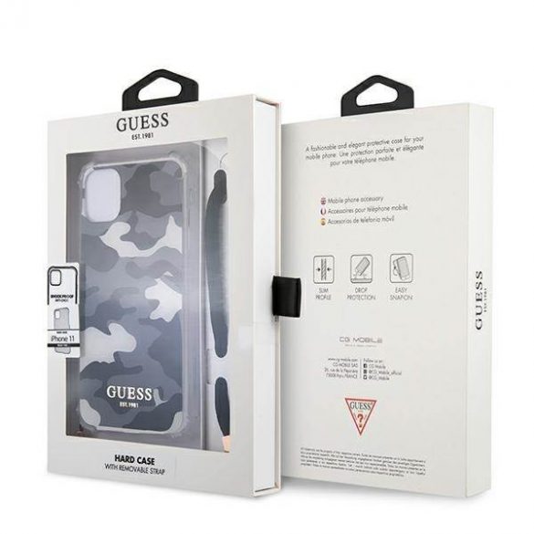 Guess GUHCN61KSARBK iPhone 11 6,1" / Xr czarny/negru hardcase Husa Camo Collection