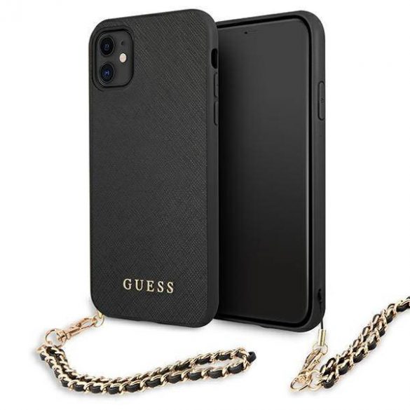 Guess GUHCN61SASGBK iPhone 11 6,1" / Xr czarny/negru hardcase Saffiano Chain