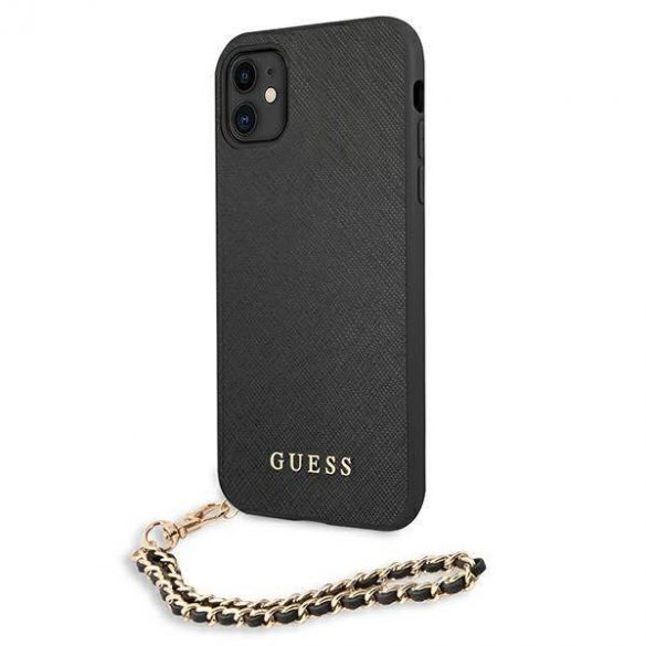 Guess GUHCN61SASGBK iPhone 11 6,1" / Xr czarny/negru hardcase Saffiano Chain