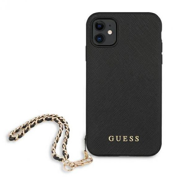 Guess GUHCN61SASGBK iPhone 11 6,1" / Xr czarny/negru hardcase Saffiano Chain