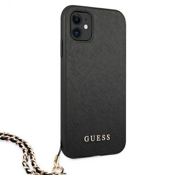 Guess GUHCN61SASGBK iPhone 11 6,1" / Xr czarny/negru hardcase Saffiano Chain