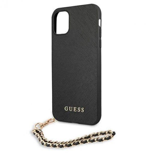 Guess GUHCN61SASGBK iPhone 11 6,1" / Xr czarny/negru hardcase Saffiano Chain