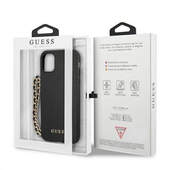 Guess GUHCN61SASGBK iPhone 11 6,1" / Xr czarny/negru hardcase Saffiano Chain