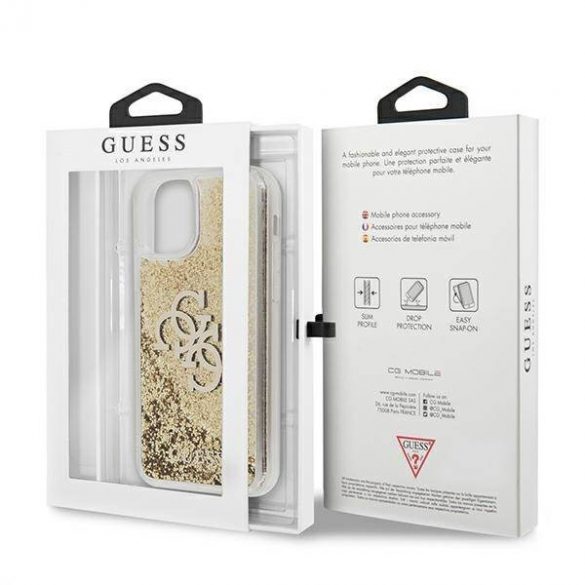 Guess GUHCN61LG4GGO iPhone 11 6,1" / Xr gold/gold hard Husă 4G Big Liquid Glitter husă