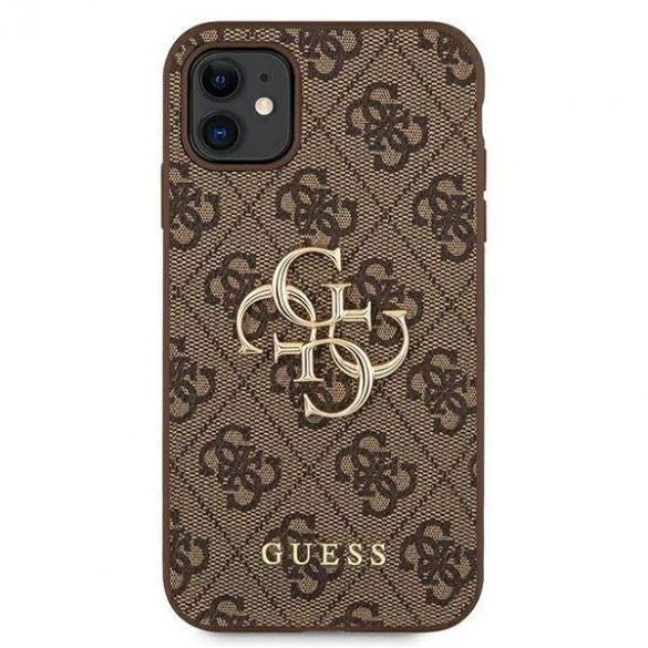 Guess GUHCN614GMGBR iPhone 11 6,1 / Xr maro/ maro Husă tare 4G Big Metal Logo husă