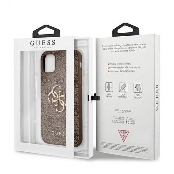 Guess GUHCN614GMGBR iPhone 11 6,1 / Xr maro/ maro Husă tare 4G Big Metal Logo husă