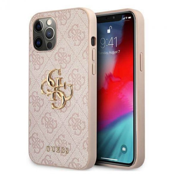 Guess GUHCP12M4GMGPI Husă rigidă pentru iPhone 12/12 Pro 6,1" rożowy/roz 4G Big Metal Logo