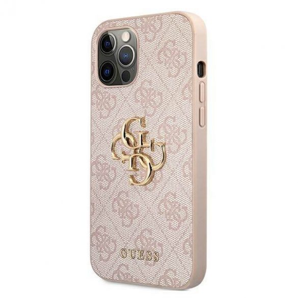 Guess GUHCP12M4GMGPI Husă rigidă pentru iPhone 12/12 Pro 6,1" rożowy/roz 4G Big Metal Logo