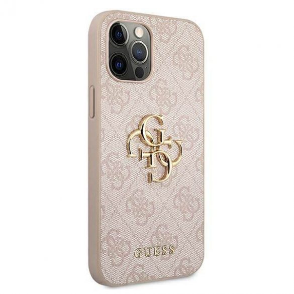 Guess GUHCP12M4GMGPI Husă rigidă pentru iPhone 12/12 Pro 6,1" rożowy/roz 4G Big Metal Logo