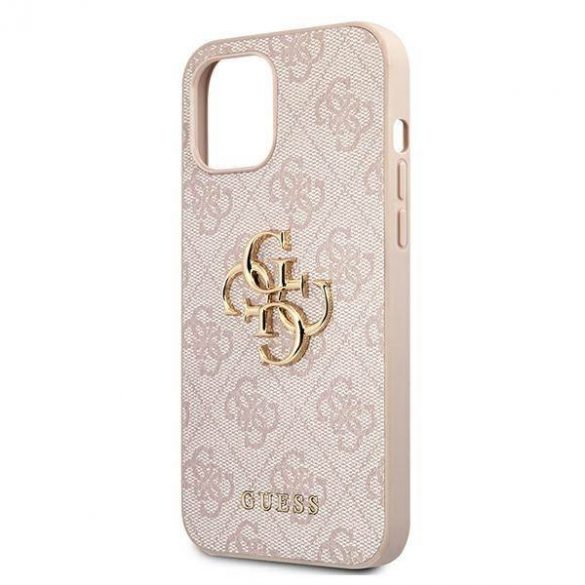 Guess GUHCP12M4GMGPI Husă rigidă pentru iPhone 12/12 Pro 6,1" rożowy/roz 4G Big Metal Logo