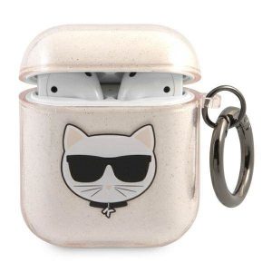 Karl Lagerfeld KLA2UCHGD AirPods 1/2 Husă gold/gold Glitter Choupette