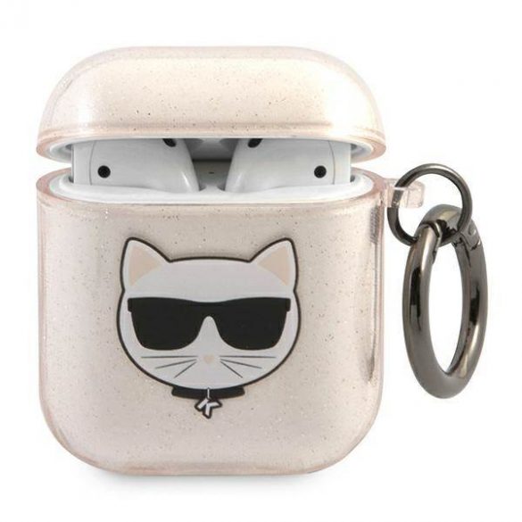 Karl Lagerfeld KLA2UCHGD AirPods 1/2 Husă gold/gold Glitter Choupette