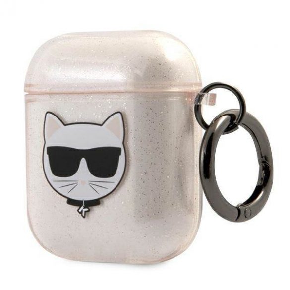 Karl Lagerfeld KLA2UCHGD AirPods 1/2 Husă gold/gold Glitter Choupette