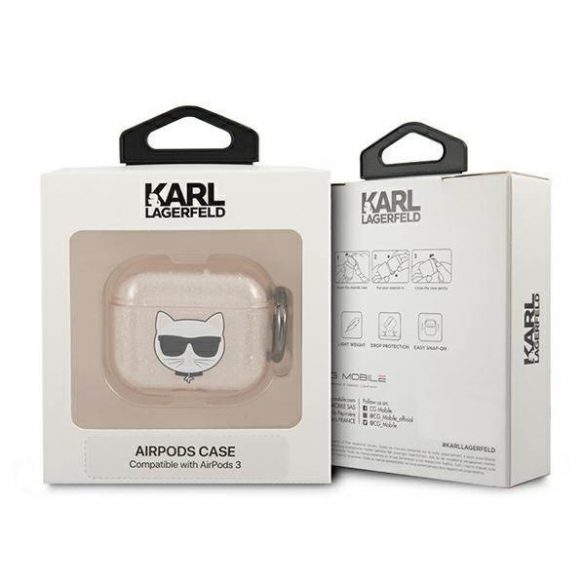 Husa Karl Lagerfeld KLA3UCHGD AirPods 3 złoty/aurie Husa Choupette cu sclipici