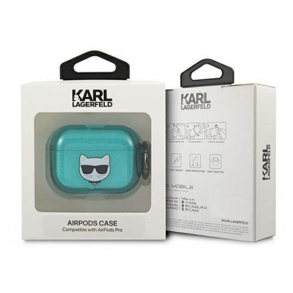 Husa Karl Lagerfeld KLAPUCHFL AirPods Pro husa niebieski/albastru Choupette