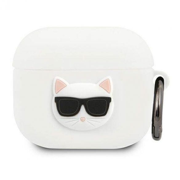 Karl Lagerfeld KLACA3SILCHWH Husă pentru AirPods 3 biał/alb Husă Choupette din silicon