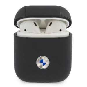 Husa BMW BMA2SSLNA AirPods 1/2, granatow/bleumarin, piele naturală Logo argintiu