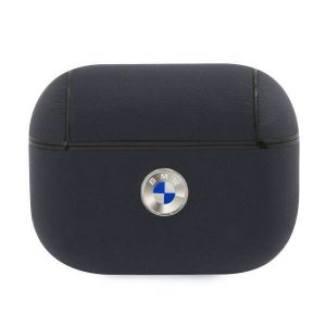 BMW BMAPSSLNA Husă AirPods Pro albastru marin/albastru  Geniune Leather Silver Logo