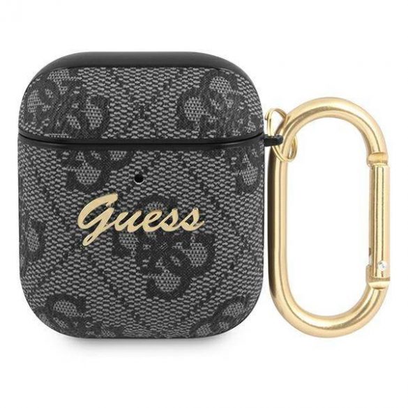 Guess GUA24GSMK AirPods 1/2 Husă gri/gri 4G Script Metal Collection