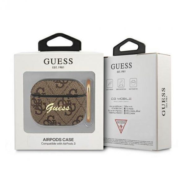 Guess GUA34GSMW AirPods 3 Husă mero/ maro 4G Script Metal Collection husă