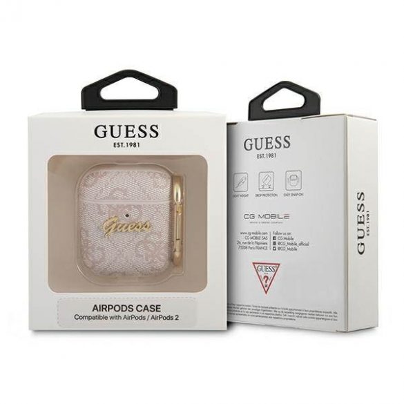 Husă Guess GUA24GSMP AirPods 1/2 rożowy/roz 4G Script Metal Collection