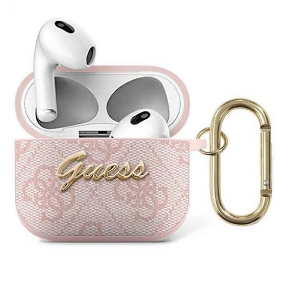 Guess GUA34GSMP AirPods 3 Husă roz/roz 4G Script Metal Collection husă